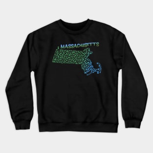 Massachusetts State Outline Maze & Labyrinth Crewneck Sweatshirt